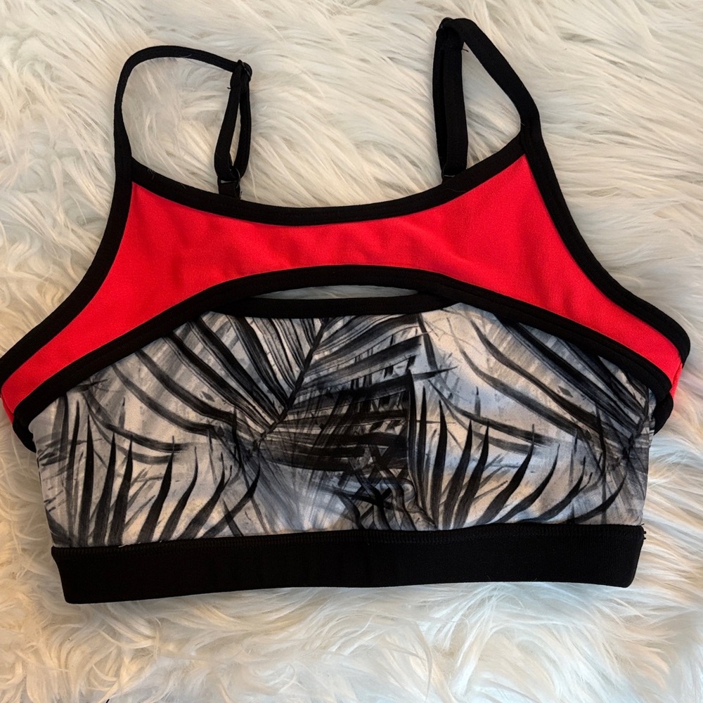 MPG Black and Pink Patterned Sports Bra